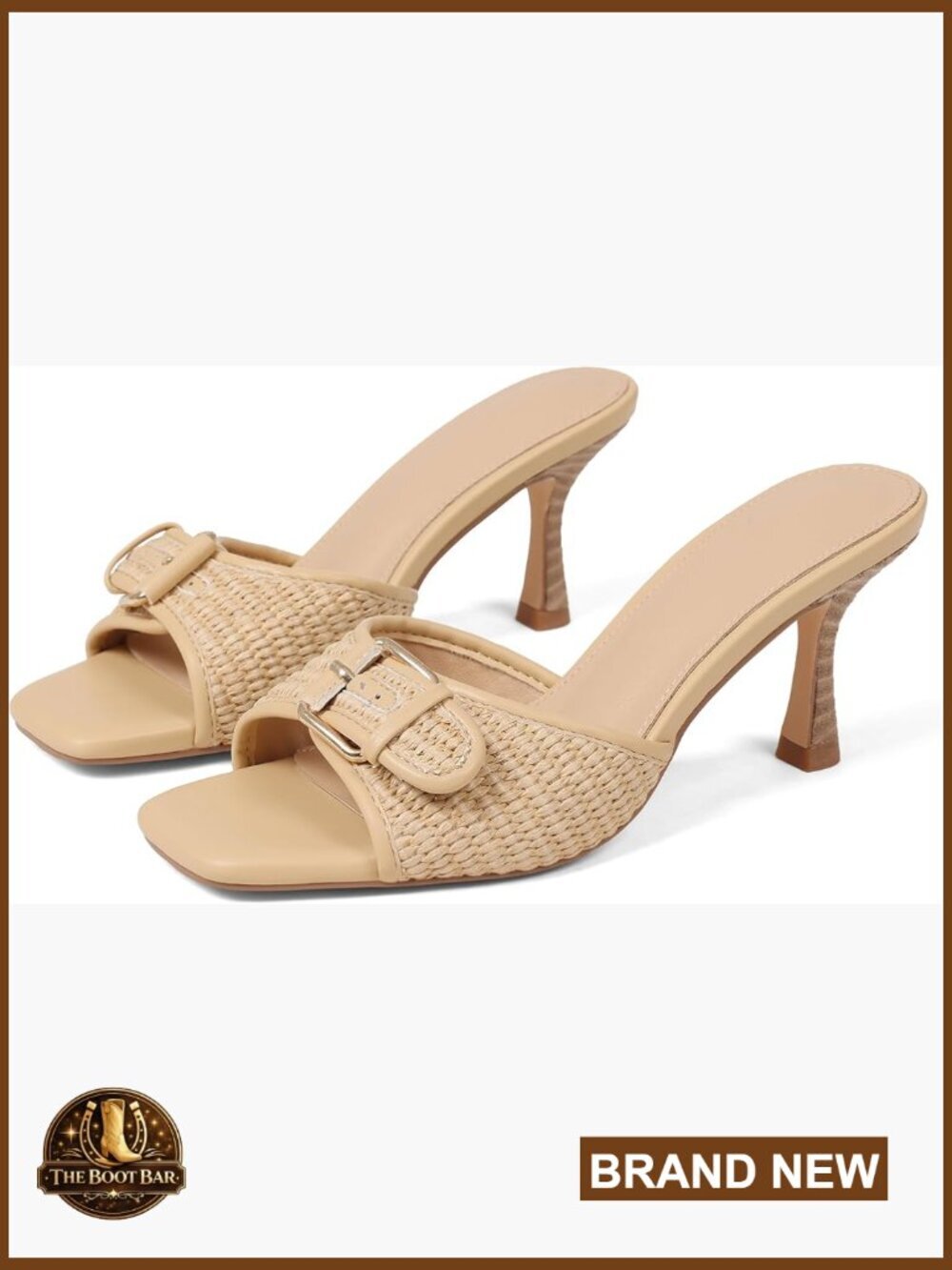 Kitten Heels Sandals Open Toe Mules Slip On Summer Heels Women Fashion